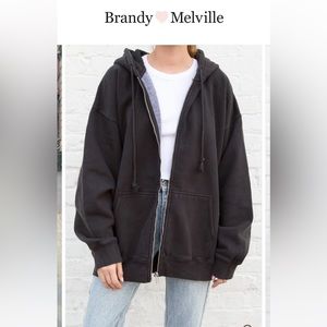 Brandy Melville Black Full-Zip Hoodie Jacket